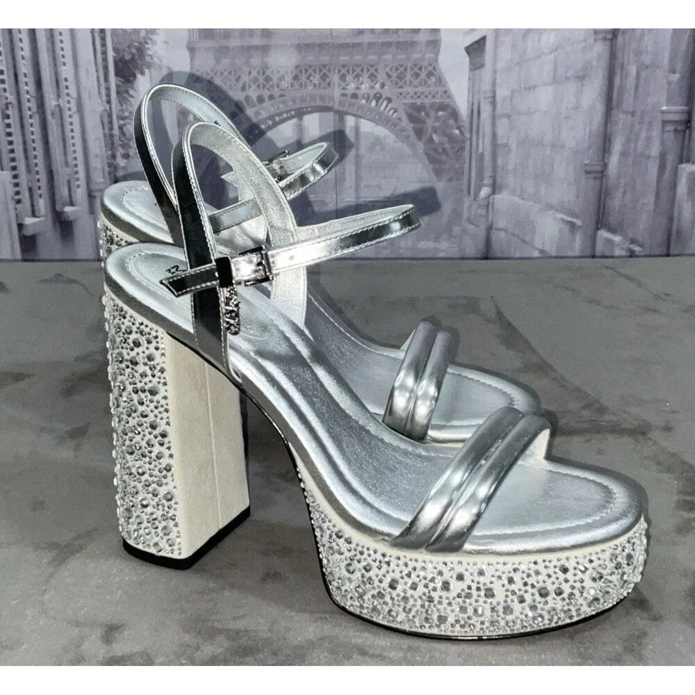 Michael Kors Laci Platform Sandal Silver Size 7M - Picture 4 of 8